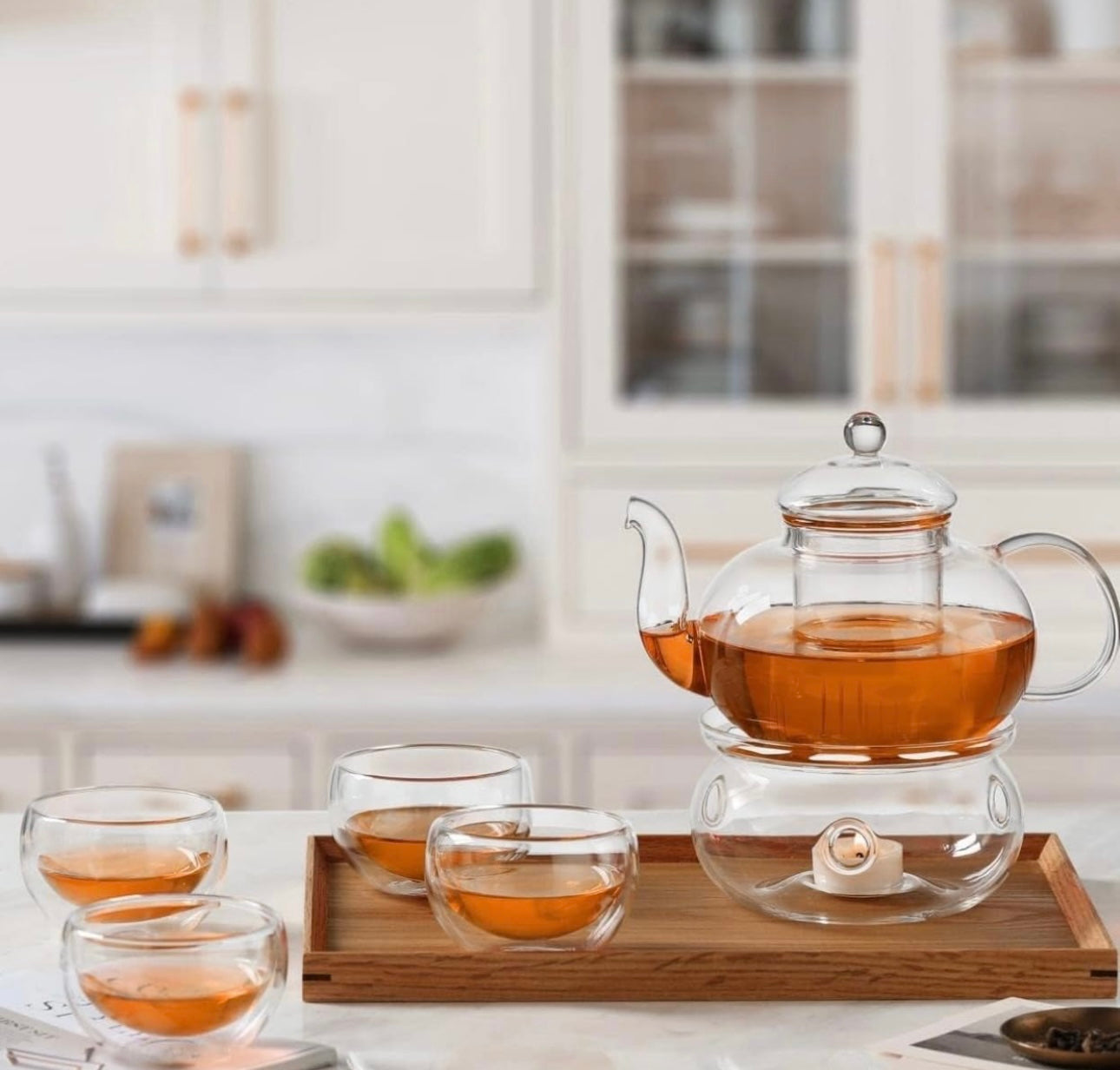 KozyCup Bowl Glass Tea Warmer – Candle Heated Teapot Warmer