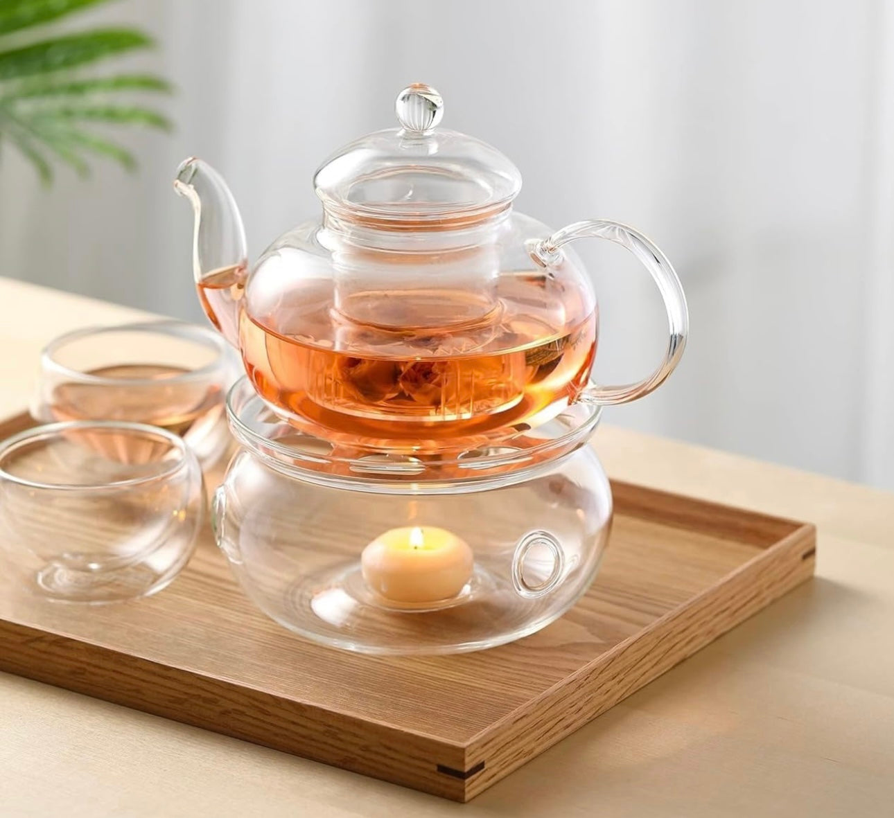 KozyCup Bowl Glass Tea Warmer – Candle Heated Teapot Warmer