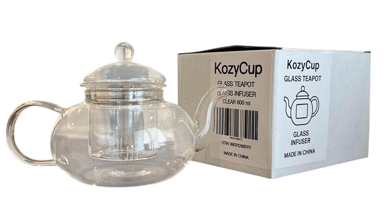 KozyCup Glass Teapot 1000ml – Heat Resistant Borosilicate Glass Teapot
