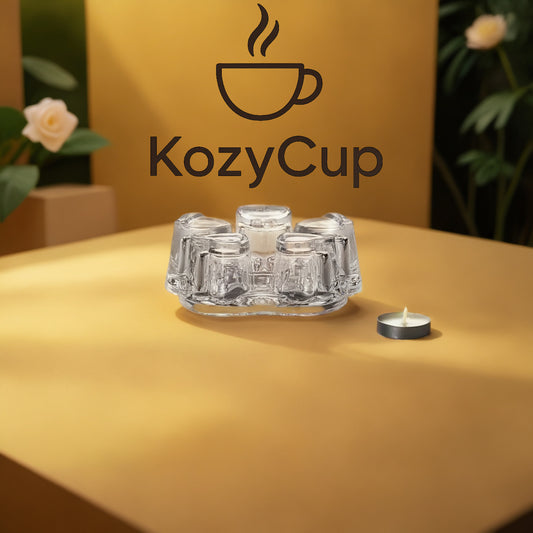 KozyCup Heart Glass Tea Warmer – Candle Heated Teapot Warmer