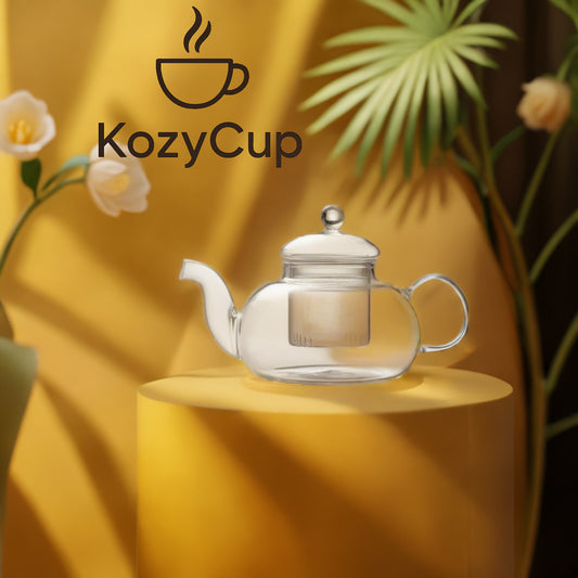KozyCup Glass Teapot 1000ml – Heat Resistant Borosilicate Glass Teapot