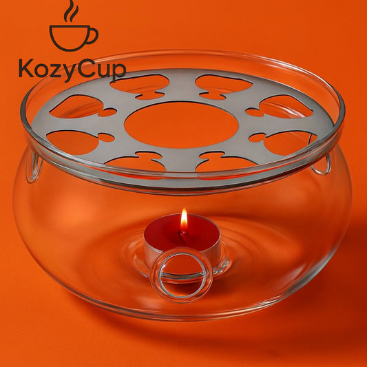KozyCup Bowl Glass Tea Warmer – Candle Heated Teapot Warmer